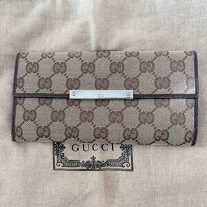 Gucci Signature Monogram Canvas Continental Long Wallet - Authentic